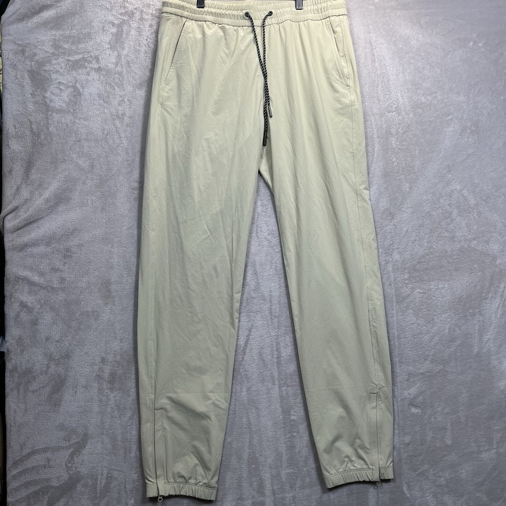 Bonobos Performance Joggers Men Medium Long Beige Nylon Spandex Zip Ankle